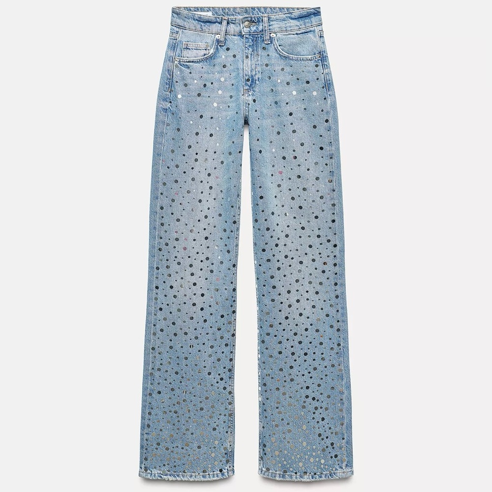 Zara Mid-Rise Wide Mirror Jeans